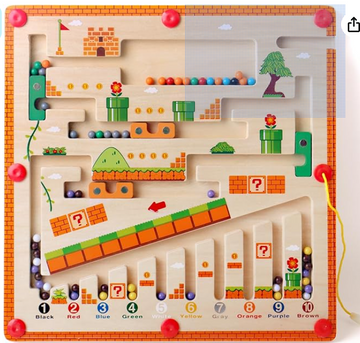 Magnetic Color and Number Maze, Sensory Montessori Toys for 3+ Year Old, Wooden Puzzle Activity Board Games, Learning Educational Toys for Toddlers and Kids Boys Girls Preschoolers 3 4 5 Years Old